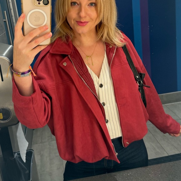 Zara Women's suede Bomber Jacket - Picture 2 of 11